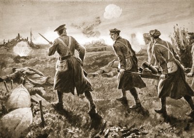 Private De Ath Assisting in Carrying a Trench Mortar Across the Open to the Enemy